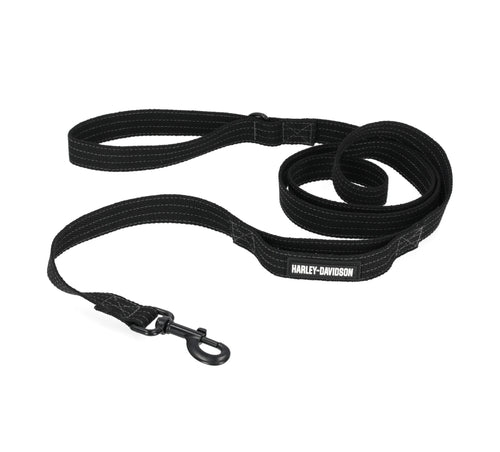 Harley-Davidson® 72 Inch Nylon H-D Rubber Logo Patch Pet Leash - Solid Black MPC100/08