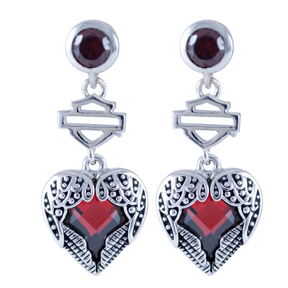 Harley-Davidson® Women's Wing Red Heart Earrings   HDE0412